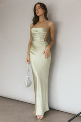 Heaven On Earth Lace-Up Back Maxi Dress Kiwi